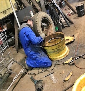Repairing an implement rim.  You are at the website for Niemeyer's Welding and Machining based out of Olds Alberta Canada, offering welding, machining and fabrication services throughout Central Alberta, and beyond.